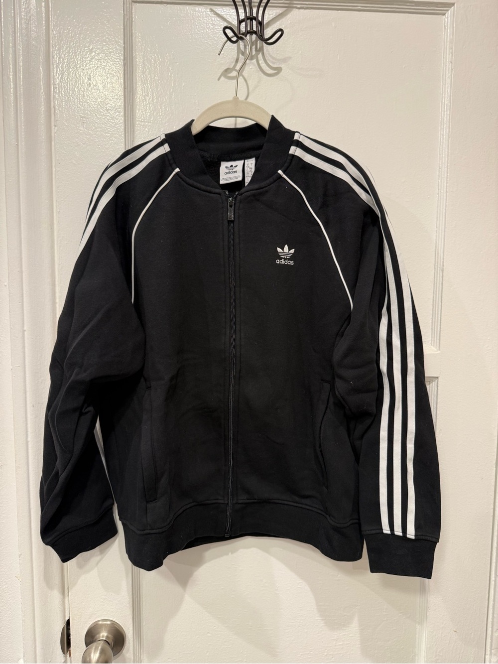 adidas Black Jacket with White Three-Stripe Detail